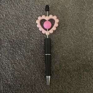 Pink Heart Top Black Pen